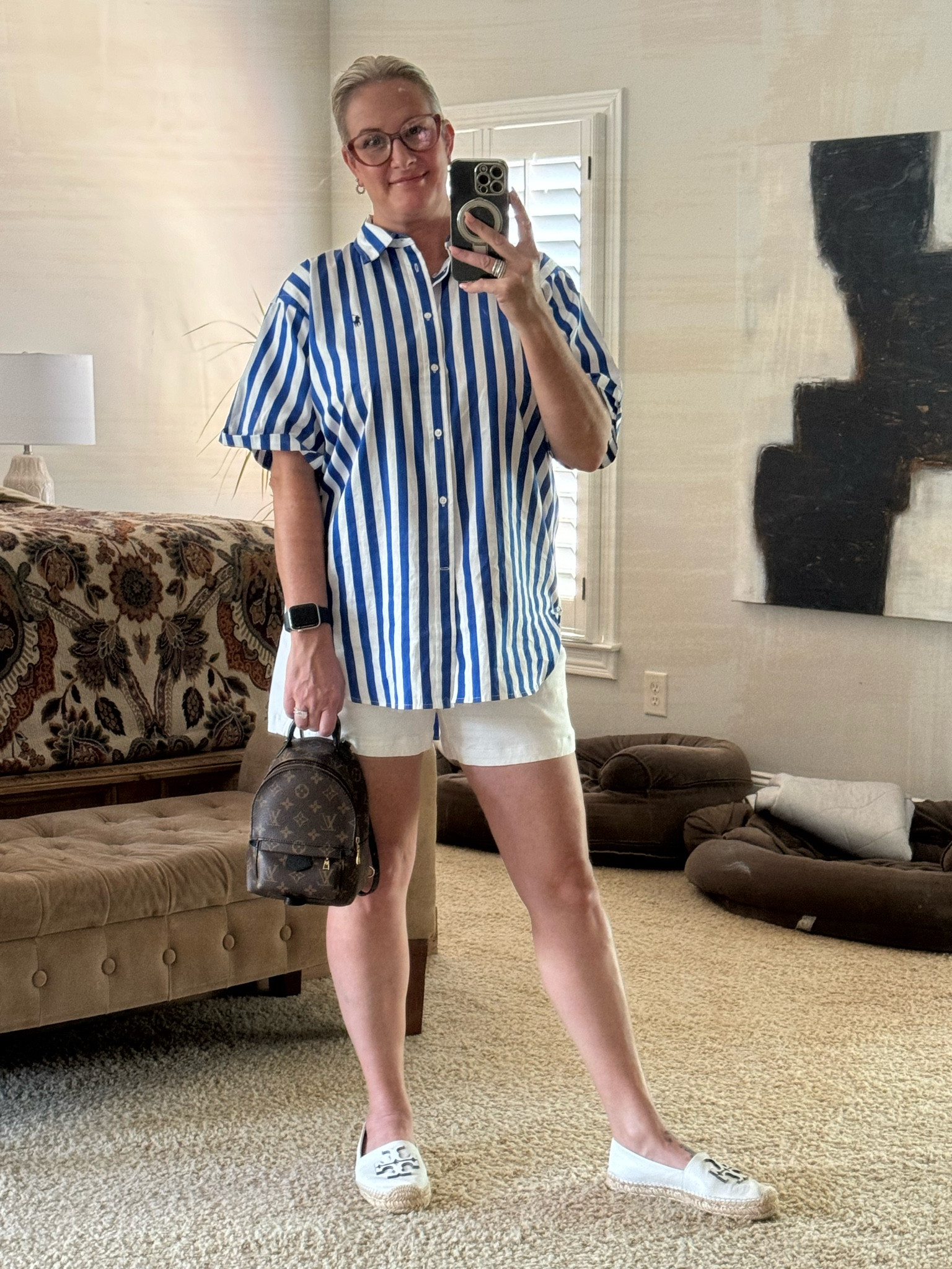 My shirt is Ralph Lauren and sold out in most sizes.  Have linked some similar ones from Amazon and H&M.  Love these Spanx shorts and my Tory Burch Espadrilles that I live in: linked similar 

#LTKFindsUnder50 #LTKOver40 #LTKMidsize