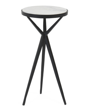 11x22.5in Marble Metal Tripod Accent Table | TJ Maxx