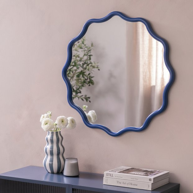 Buy Habitat Blue Wavy Round Wall Mirror - 72x72cm | Wall mirrors | Habitat | Habitat UK