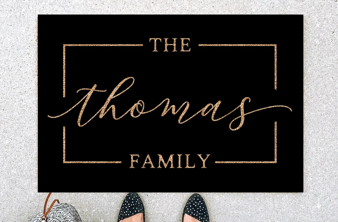 Black Doormat, Black Welcome Mat, Custom Last Name Doormat, Personalized Doormat, Modern Black Do... | Etsy (US)