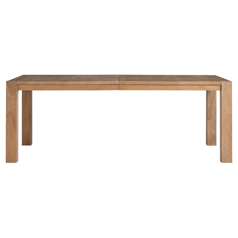 Camilla Coastal Beach Brown Oak Rectangular Extendable Dining Table - 84-120"W | Kathy Kuo Home