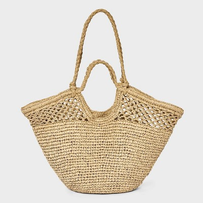 Straw Crochet Fan Tote Bag - A New Day™ Natural | Target