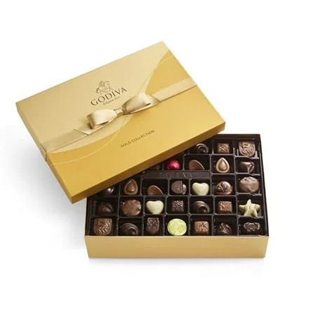 Godiva Chocolatier Gourmet Chocolate Gold Gift Box - 72-Piece Assortment with Ganaches Nuts Caramels Pralines in Milk White Dark Chocolate Shells - Quality Assorted Chocolate Candy Box with Gold | Walmart (US)