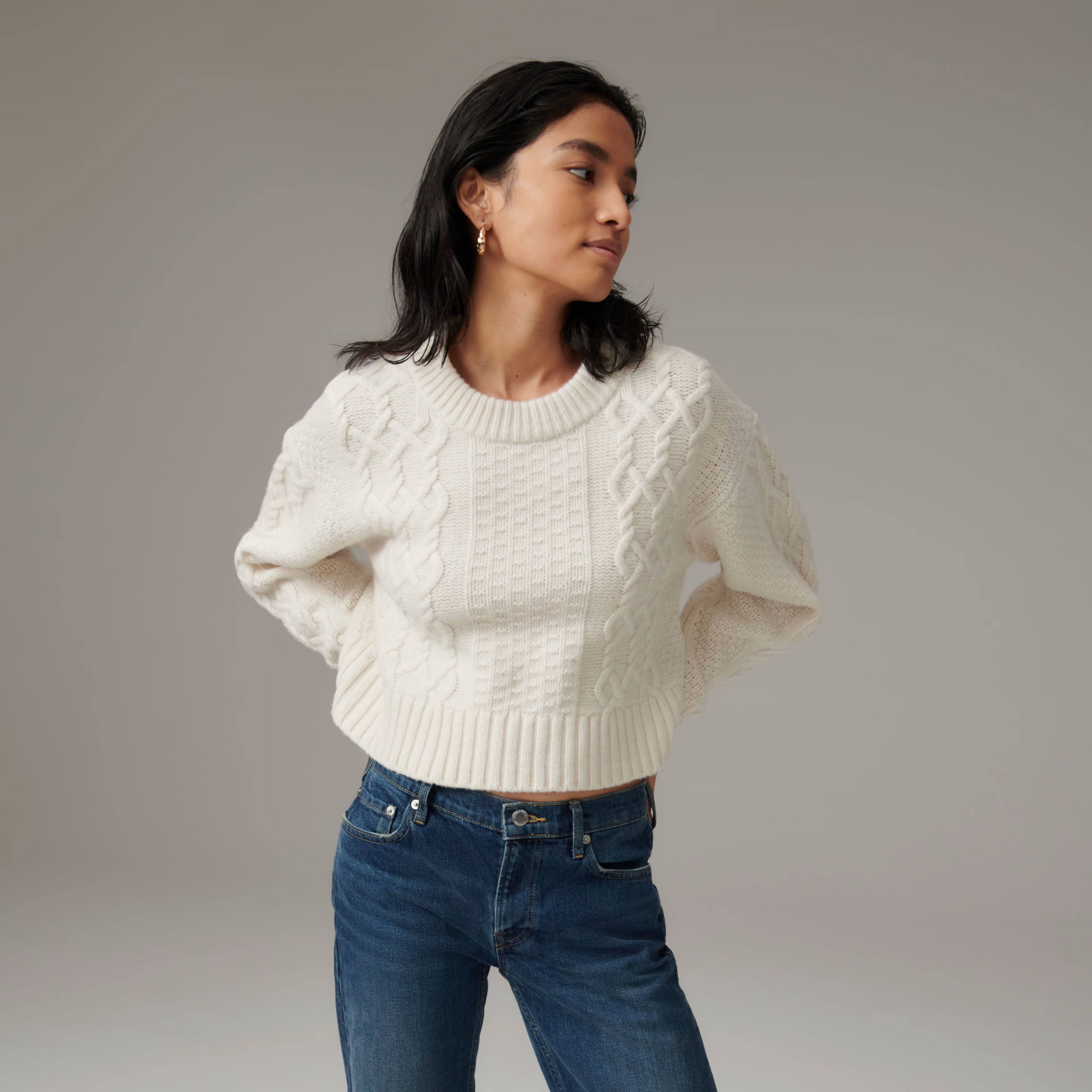 The Felted Merino Cropped Cable Sweater | Everlane