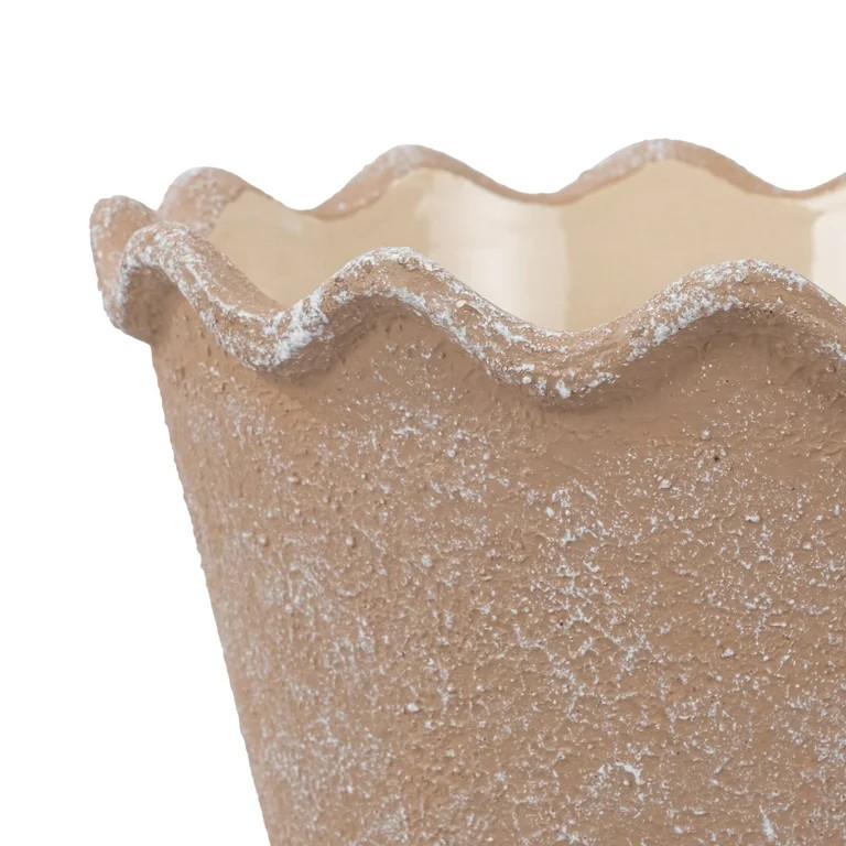 My Texas House 8 inch Ceramic Wave Planter, Brown | Walmart (US)