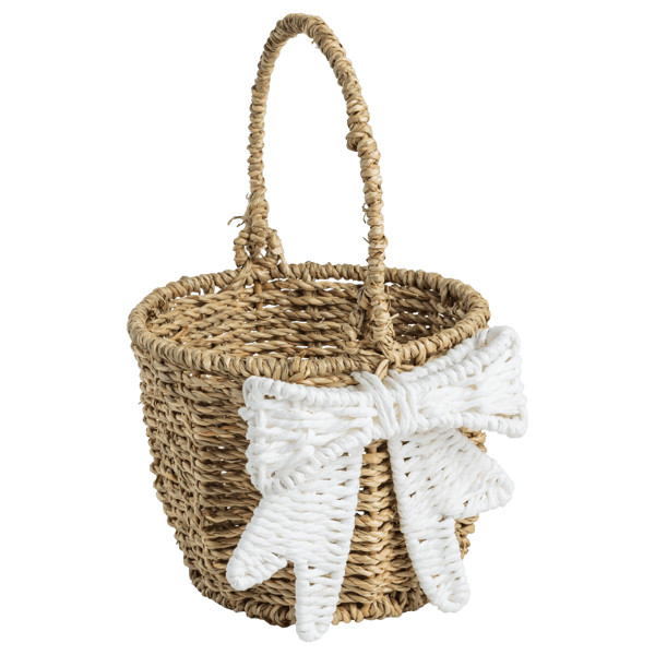 White Woven Bow Easter Basket | Mud Pie