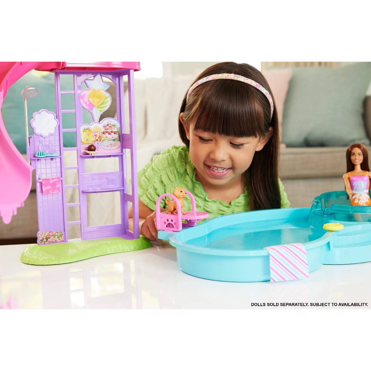 Barbie Dream Pool Playset with Slide & Bubbling Hot Tub with 20+ Accessories | Target