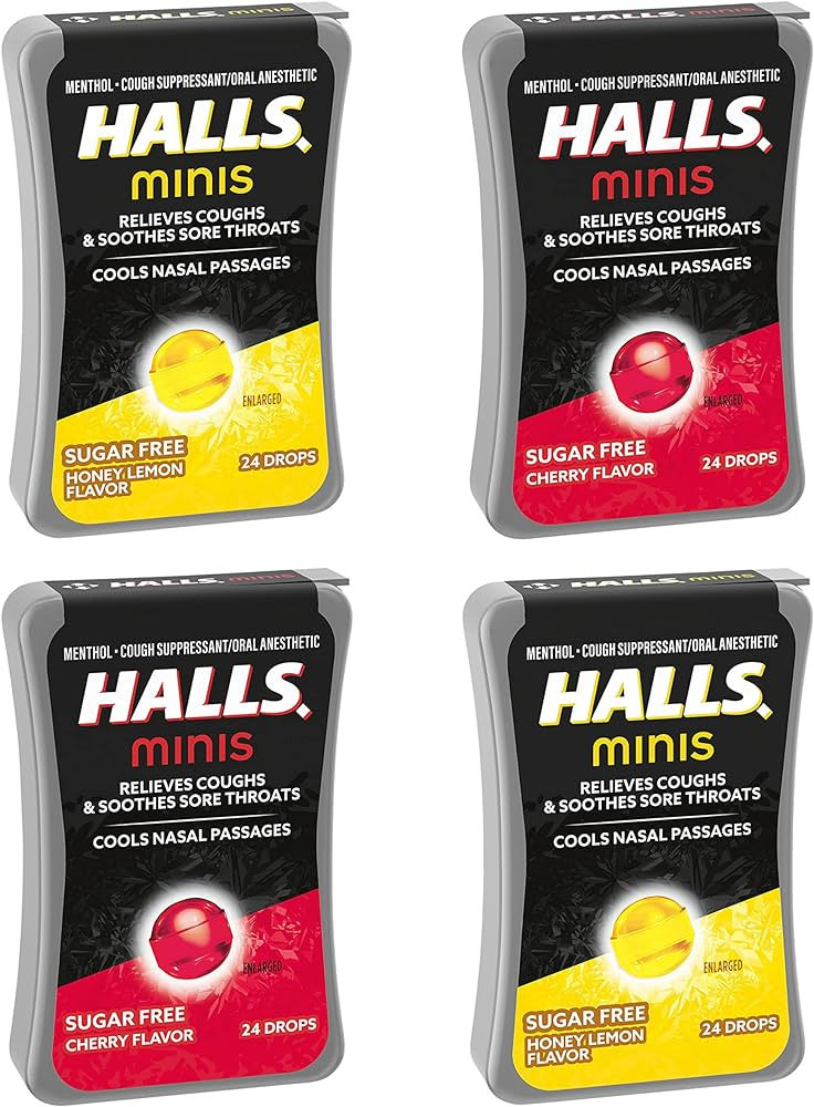 HALLS Minis Cherry & Honey Lemon Sugar Free Cough Drops Variety Pack, 4 - 24 Packs (96 Total Drop... | Amazon (US)