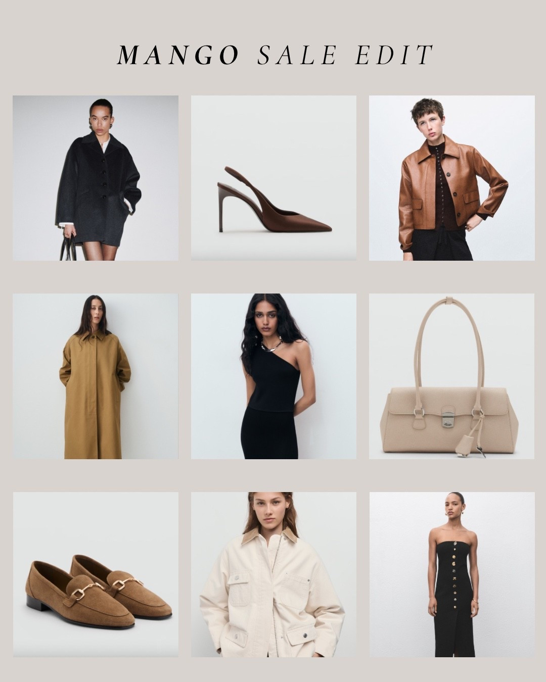 Mango Sale Edit 🤍

Including leather jacket, trench coat, satin pump heels, black pea coat, asymmetric midi dress, cream handbag, suede loafers, Barn jacket and gold button strapless dress  

#LTKstyletip #LTKuk #LTKsale