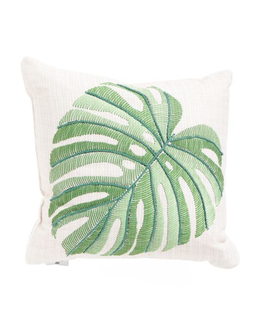 18x18 Indoor Outdoor Textured Leaf Pillow | TJ Maxx