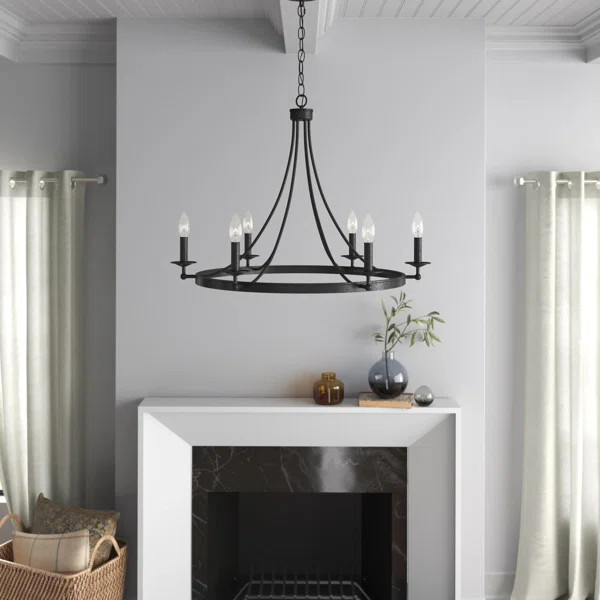 Burrier 6 - Light Candle Style Wagon Wheel Chandelier | Wayfair North America