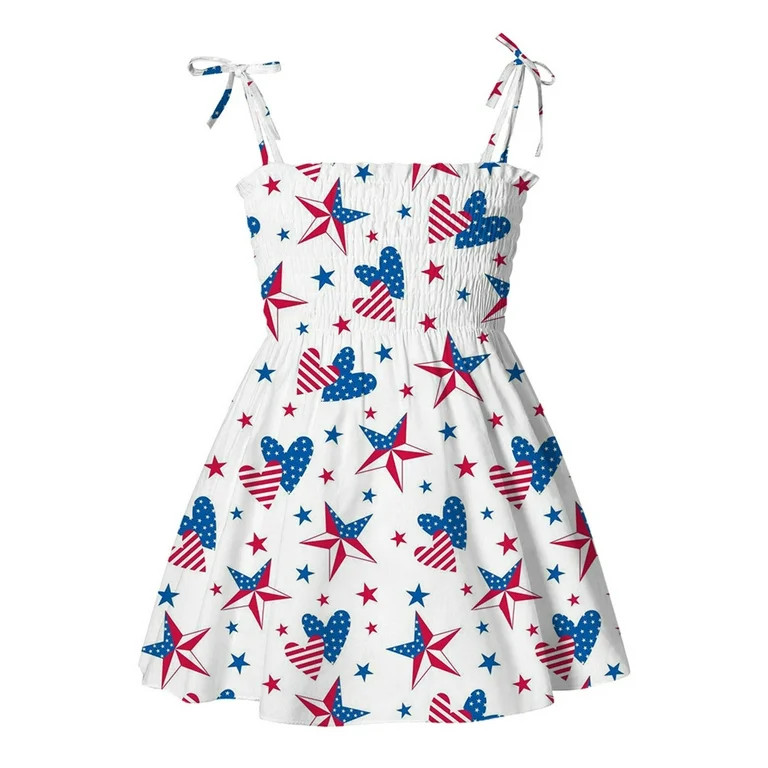 FAFWYP Toddler Baby Girls 4th of July Princess Dress USA Flag Print Sling Sleeveless Dresses Beac... | Walmart (US)