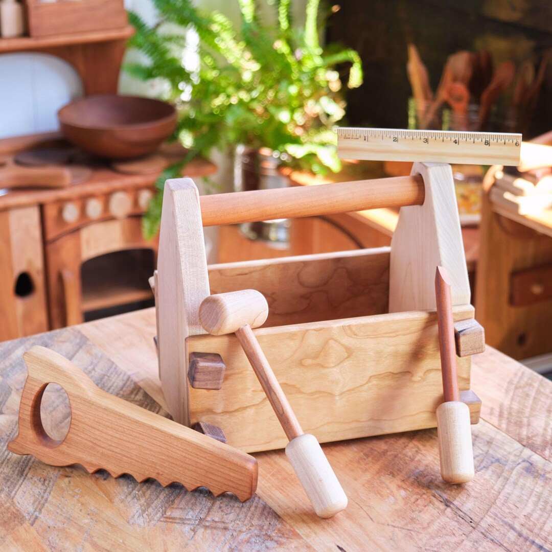 Hardwood Play Tool Box With Tools - Etsy | Etsy (US)