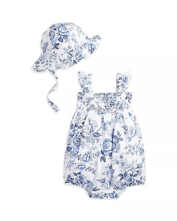 Girls' Floral Linen Cotton Shortall & Hat Set - Baby | Bloomingdale's (US)