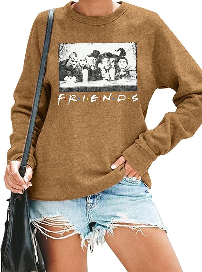 Halloween Friends Sweatshirt Women Sanderson Sisters Horror Movie Pullover Top Long Sleeve Witche... | Amazon (US)