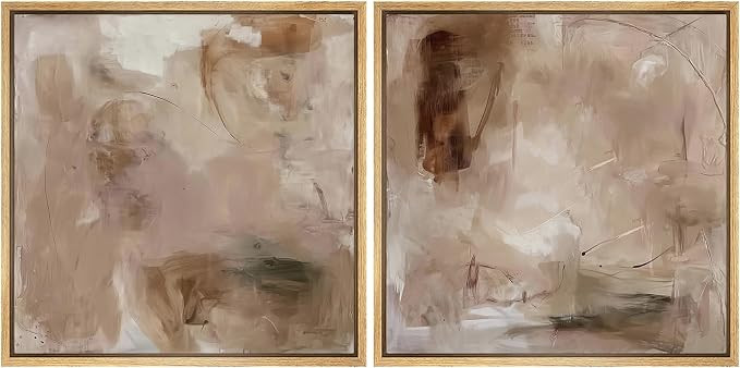 SIGNFORD Framed Canvas Print Wall Art Set Abstract Earthy Tones Soft Blush Illustrations Modern A... | Amazon (US)