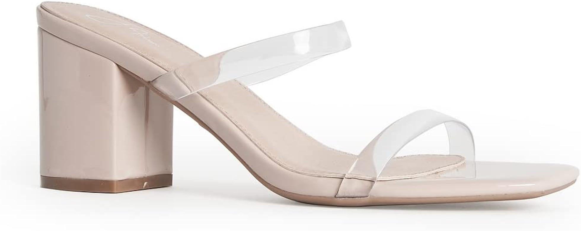 J. Adams Stormi Mules for Women - Square Toe Double Band Low Block Heel Sandals | Amazon (US)