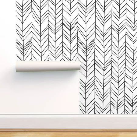 Peel-and-Stick Removable Wallpaper Feather Chevron Black White Modern Decor | Walmart (US)