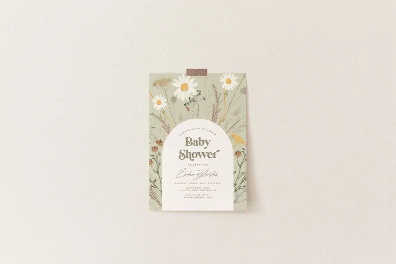 Baby Shower Invitation Gender Neutral Wildflower Daisy - Etsy | Etsy (US)