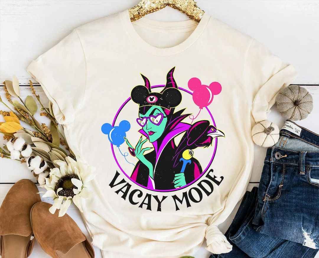Maleficent With Mickey Balloon Vacay Mode Shirt / Sleeping - Etsy | Etsy (US)