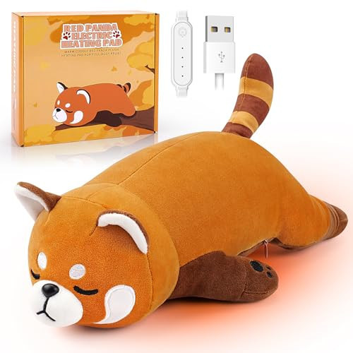 Electric Heating Pad for Period Cramps, Cuddly Soft 14" Red Panda Plush with a Hot Soft Belly USB Powered, Menstrual Heating Pad Neck Shoulder Pain Relief, Gift for Daughter Wife Period Heating Pad | Amazon (US)