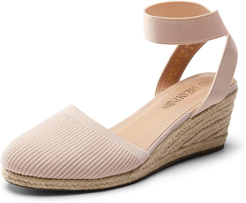 DREAM PAIRS Women's Elastic Ankle Strap Espadrilles Wedge Sandals | Amazon (US)