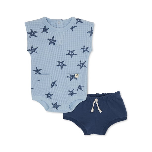 easy-peasy Baby Tank Bodysuit and Shorts Outfit Set, 2-Piece, Sizes 0M-24M | Walmart (US)