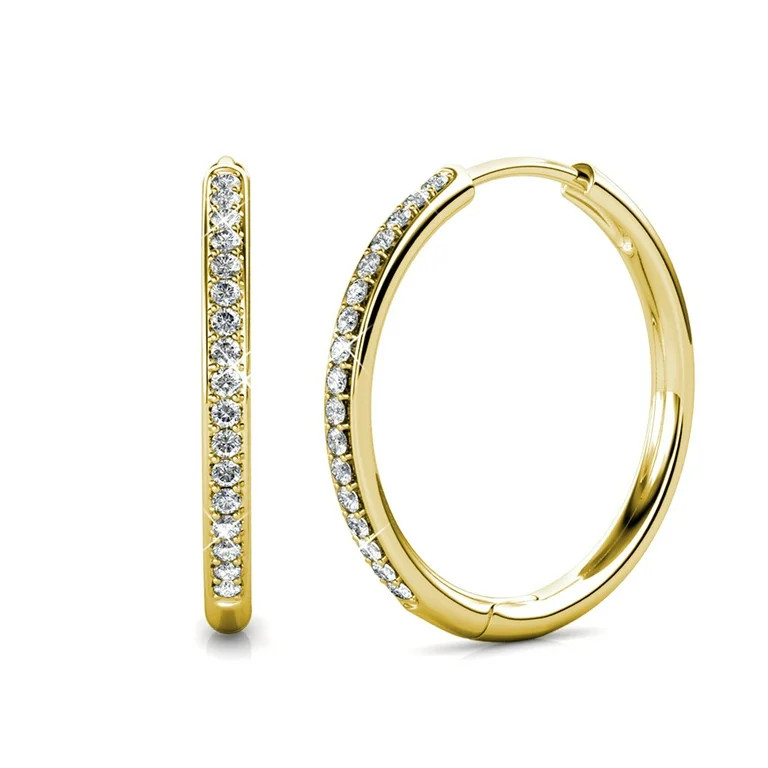 Cate & Chloe Bianca 18k Yellow Gold Women's Hoop Earrings | Women's Crystal Earrings | Gift for H... | Walmart (US)
