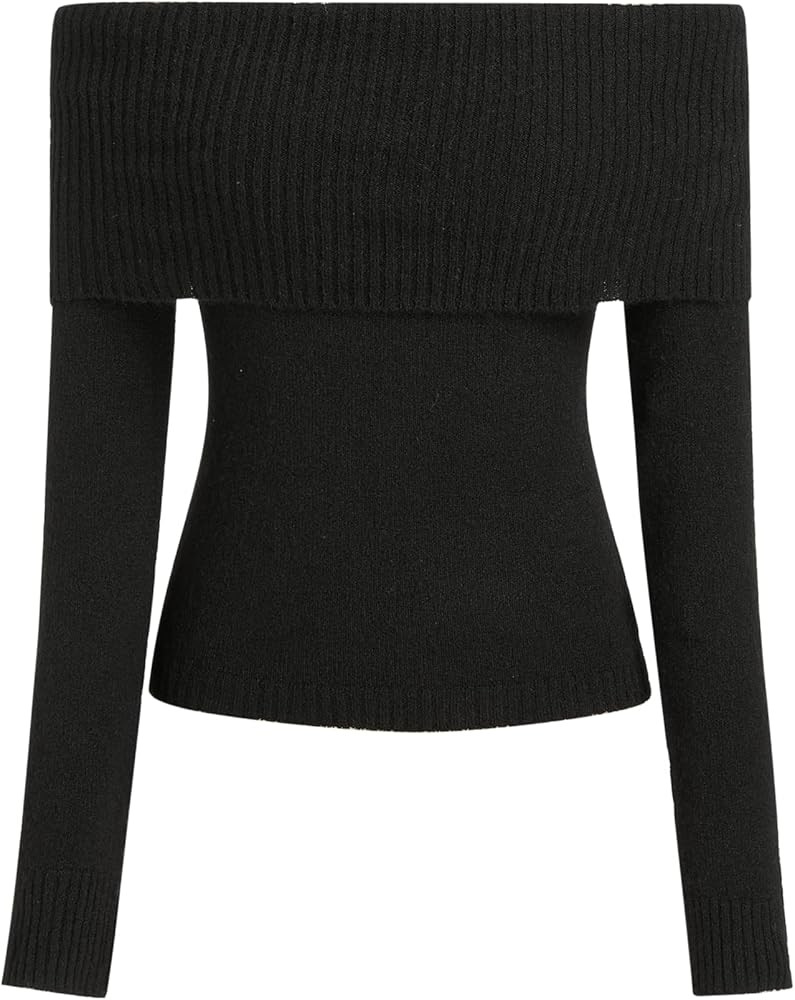 CIDER Women’s Off Shoulder Knitted Long Sleeve Tops Fall Pullover Sweater | Amazon (US)