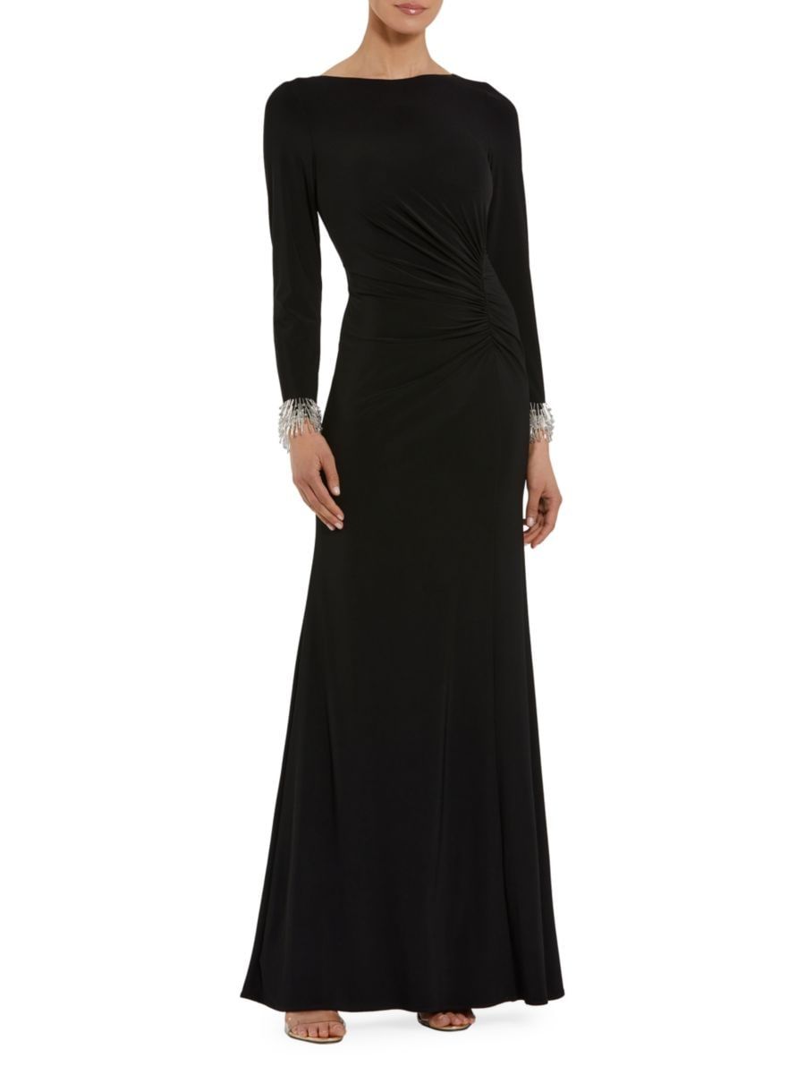 Seasonless Long Sleeve Jersey Gown With Beaded Sleeve Cuffs | Saks Fifth Avenue