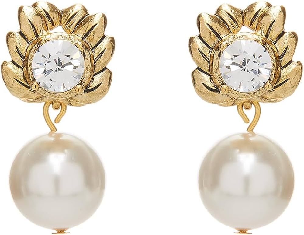 Amazon.com: Oscar de la Renta, Crystal Pearl Drop Earrings, Pearl : Luxury Stores | Amazon (US)