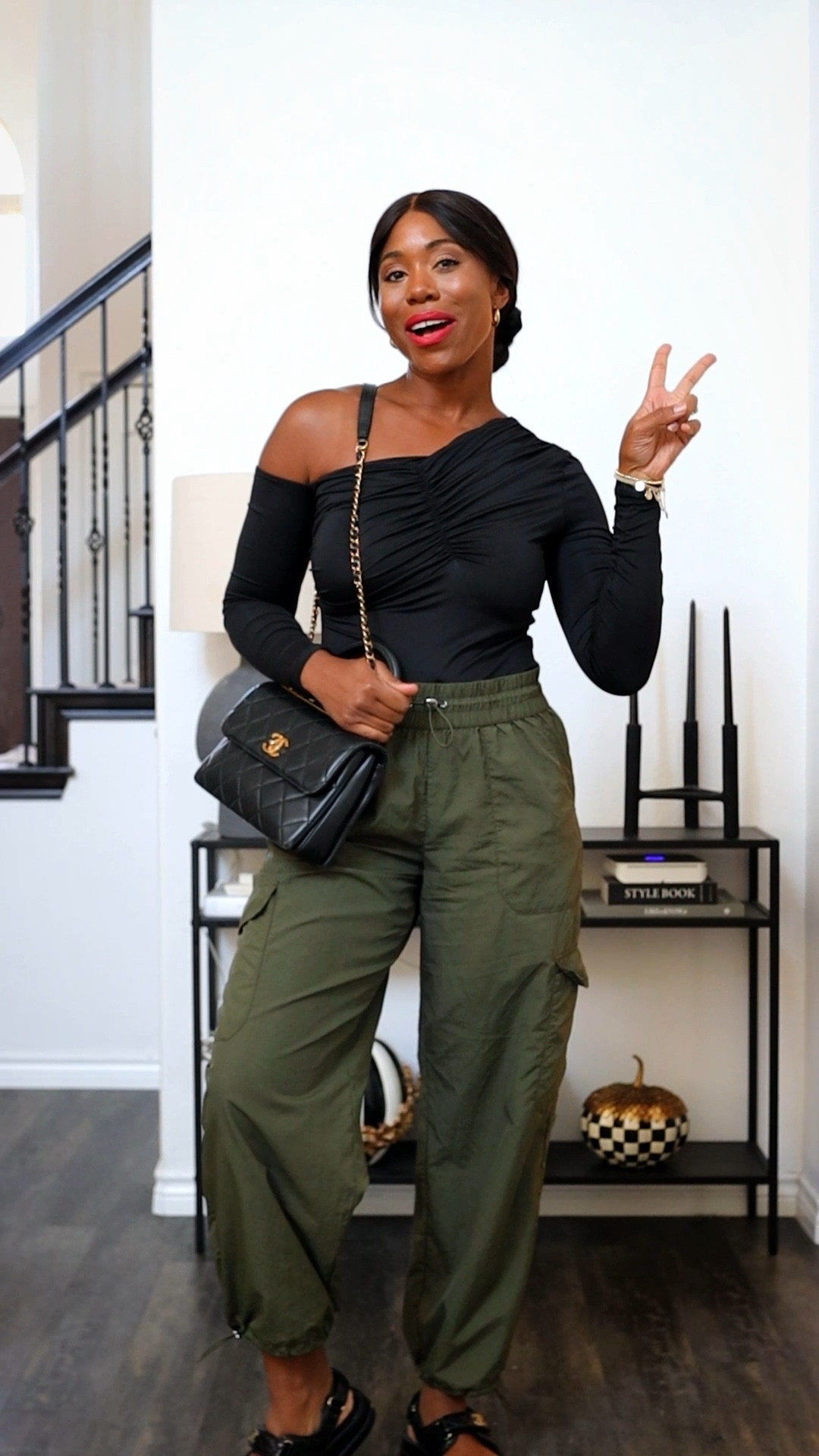 Todays outfit of the day! Love this fall friendly outfit! My cargo pants from target have been a best seller for good reason. I’m obsessed! Linking similar, budget friendly shoes. My lipstick is from Tarte. My code right now is STEPHTAYLOR40 for 40%!!! 

#LTKSeasonal #LTKfindsunder100 #LTKVideo