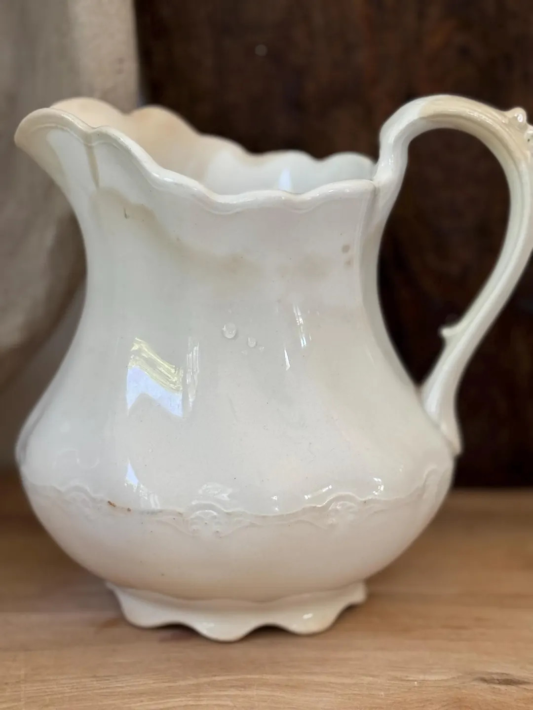 Vintage Ironstone White Pitcher With Maker’s Mark Vintage Stained Ironstone Pitcher Vintage Sta... | Etsy (US)