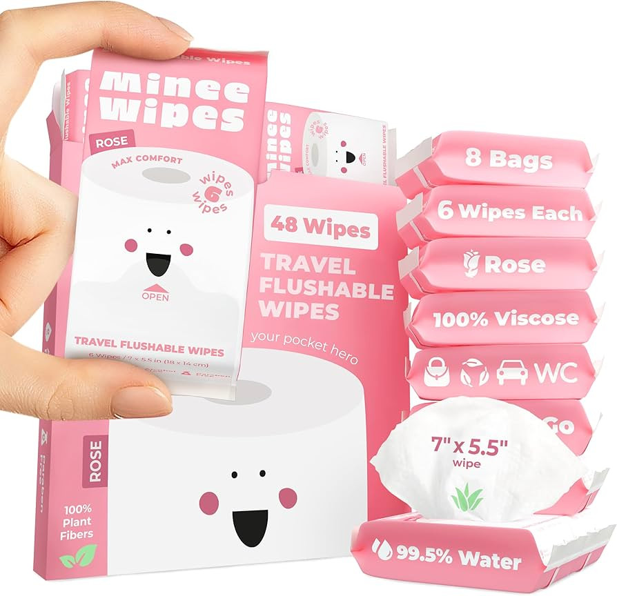 Impossibly Compact Travel Flushable Wipes - 99.5% Water and Aloe - Safe for Sensitive Skin - Trav... | Amazon (US)