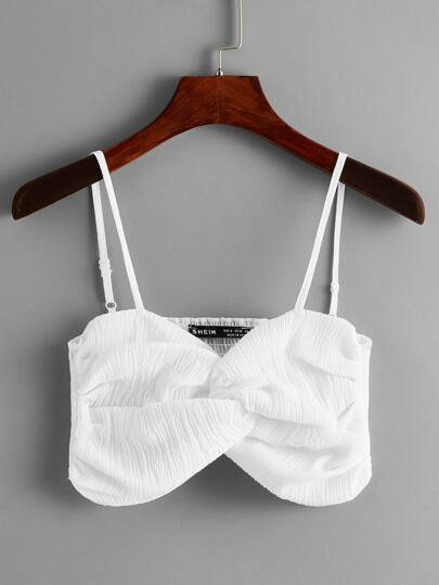 Twist Front Shirred Back Cami Top | SHEIN