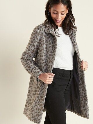 Relaxed Soft-Brushed Leopard-Print Coat for Women | Old Navy (US)