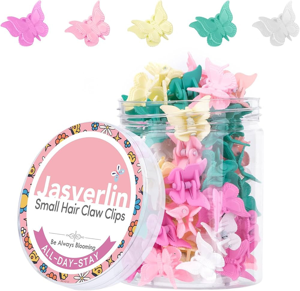 JASVERLIN Butterfly Hair Clips, Y2K Colorful Mini Claw Clips 50 Pcs | Amazon (US)