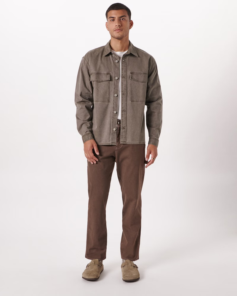 Men's Relaxed Twill Shirt Jacket | Men's Tops | Abercrombie.com | Abercrombie & Fitch (US)