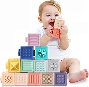tumama Baby Blocks Soft Building Blocks Baby Toys Teethers Toy Educational Squeeze Play with Numb... | Amazon (UK)