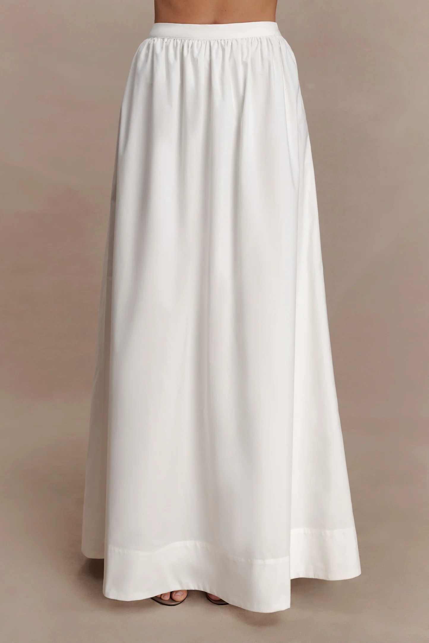 Gathered Maxi Skirt - White | MESHKI US