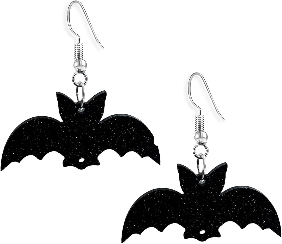 SELOVO Bat Black Acrylic Earrings Punk Gothic Fishhook Drop Dangle Earrings | Amazon (US)
