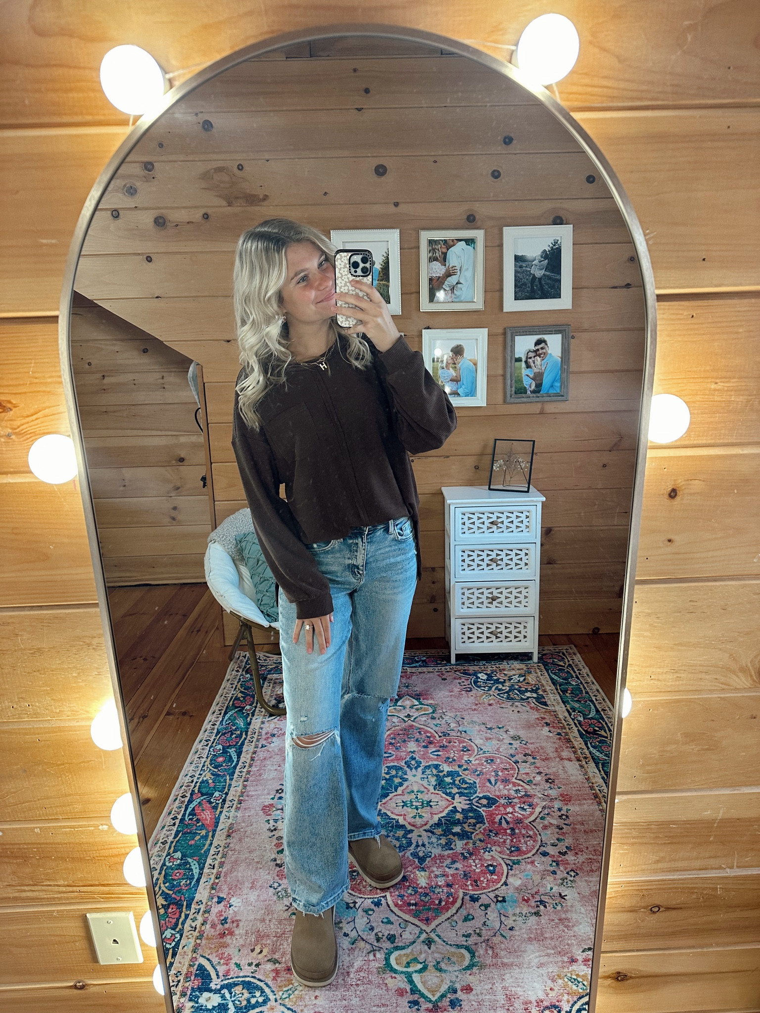 Loving this whole fit. Shirt is from Amazon, jeans are buckle, shoes are Ugg and jewelry is Kendra Scott, Altard state, and Amazon! All are linked below! 

#LTKSeasonal #LTKBeauty #LTKStyleTip