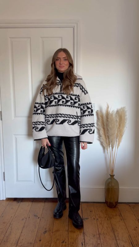 Day 2 out of my 30 outfits in 30 days challenge
Isabel Marant marner fleece, I’m wearing the UK 10/38
Abercrombie faux leather trousers, I wear the 27 regular. Im 5ft 6 
The row zipper boots
Ganni bag 

#LTKSeasonal #LTKeurope