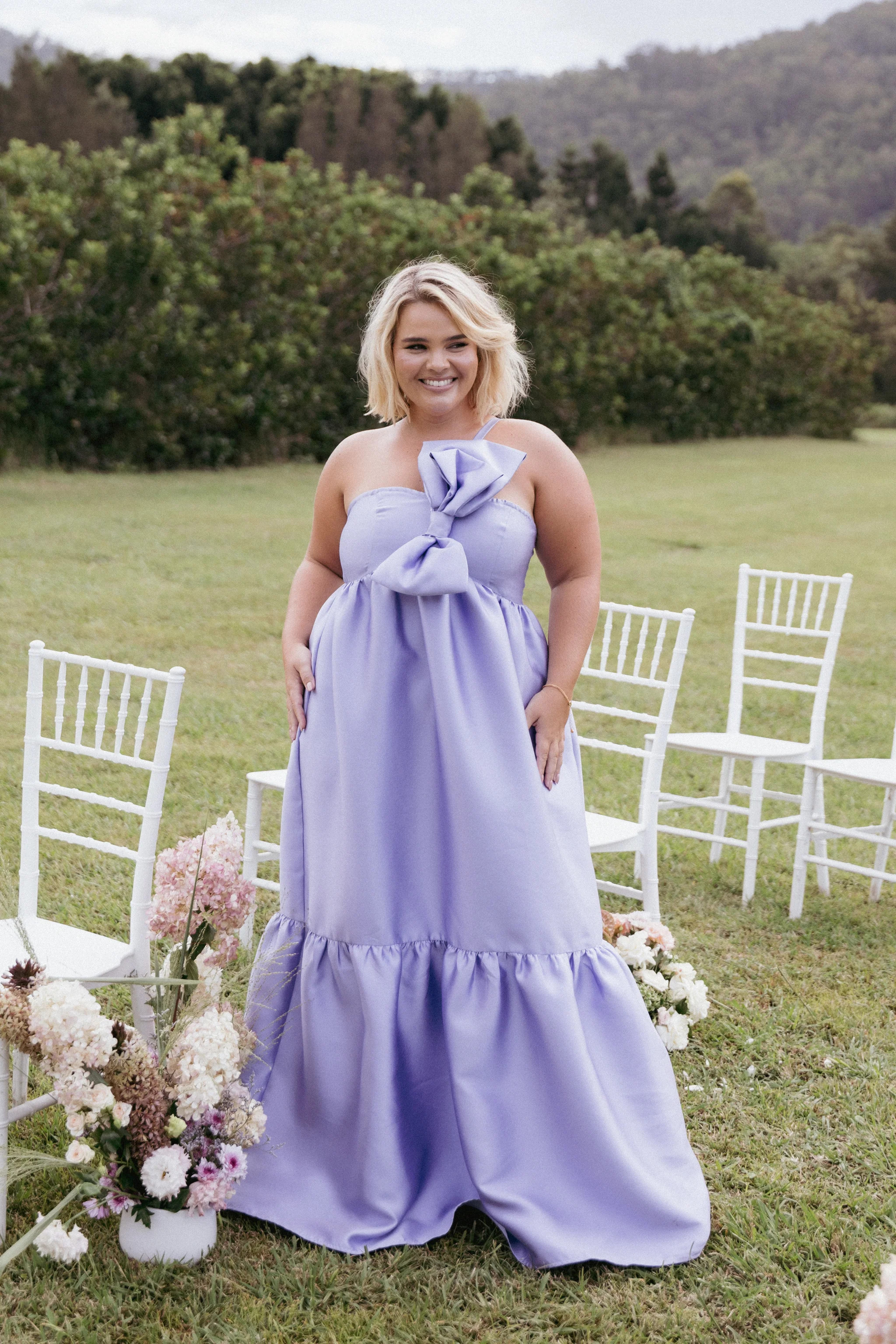 Betina Bow Front Maxi Dress - Lilac | Petal & Pup (US)