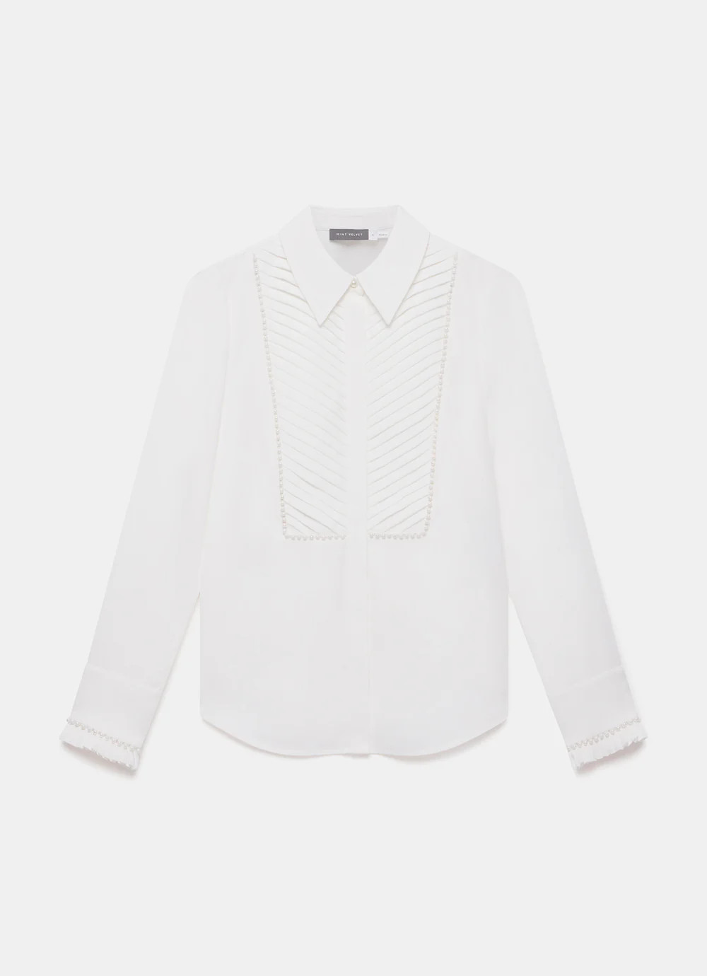 White Pearl Trim Shirt | Mint Velvet