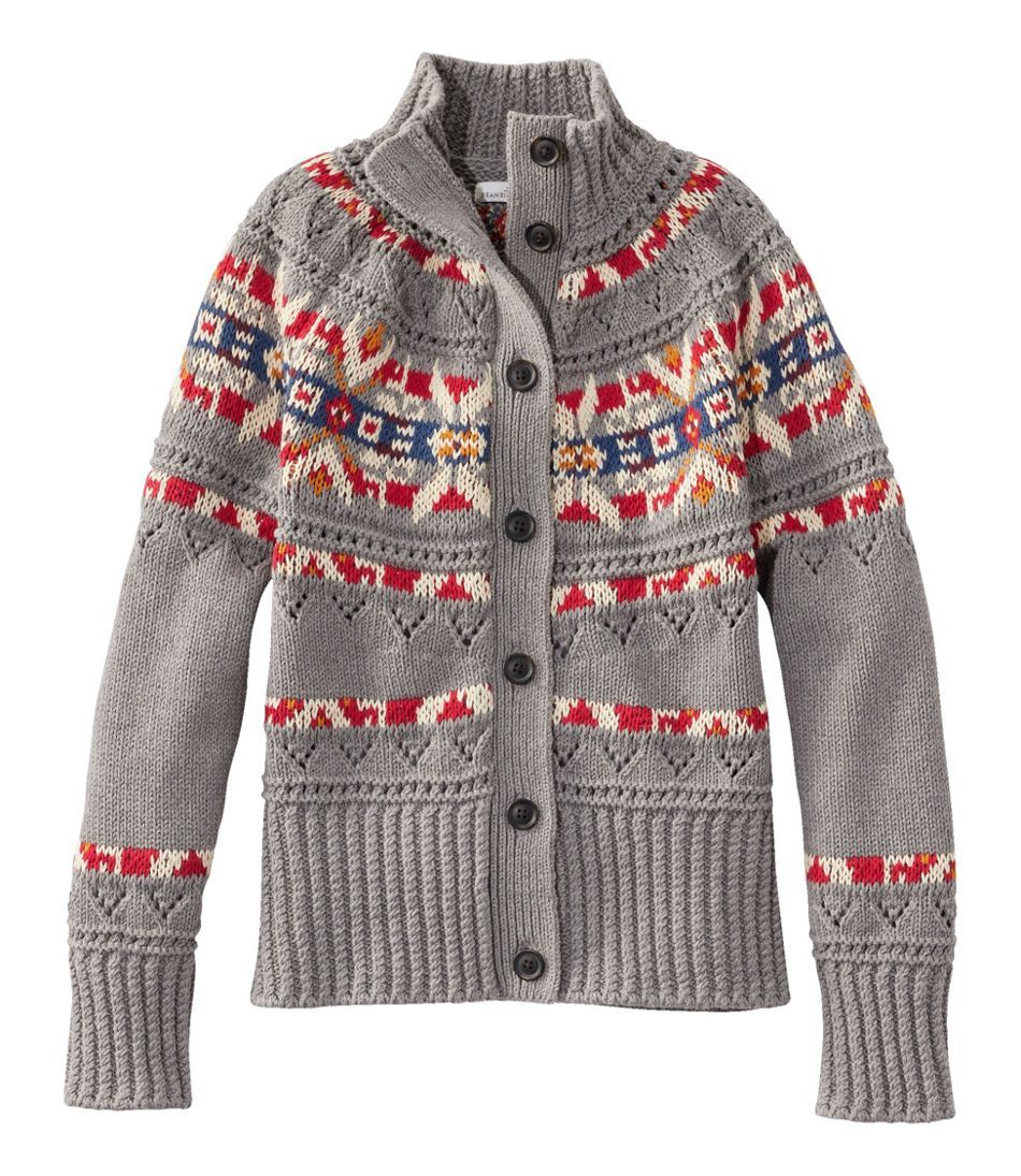 Women's Signature Cotton Fisherman Sweater, Short Cardigan Fair Isle | L.L. Bean