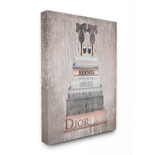 16 in. x 20 in. "Book Stack Heels Metallic Pink" by Amanda Greenwood Printed Canvas Wall Art | The Home Depot