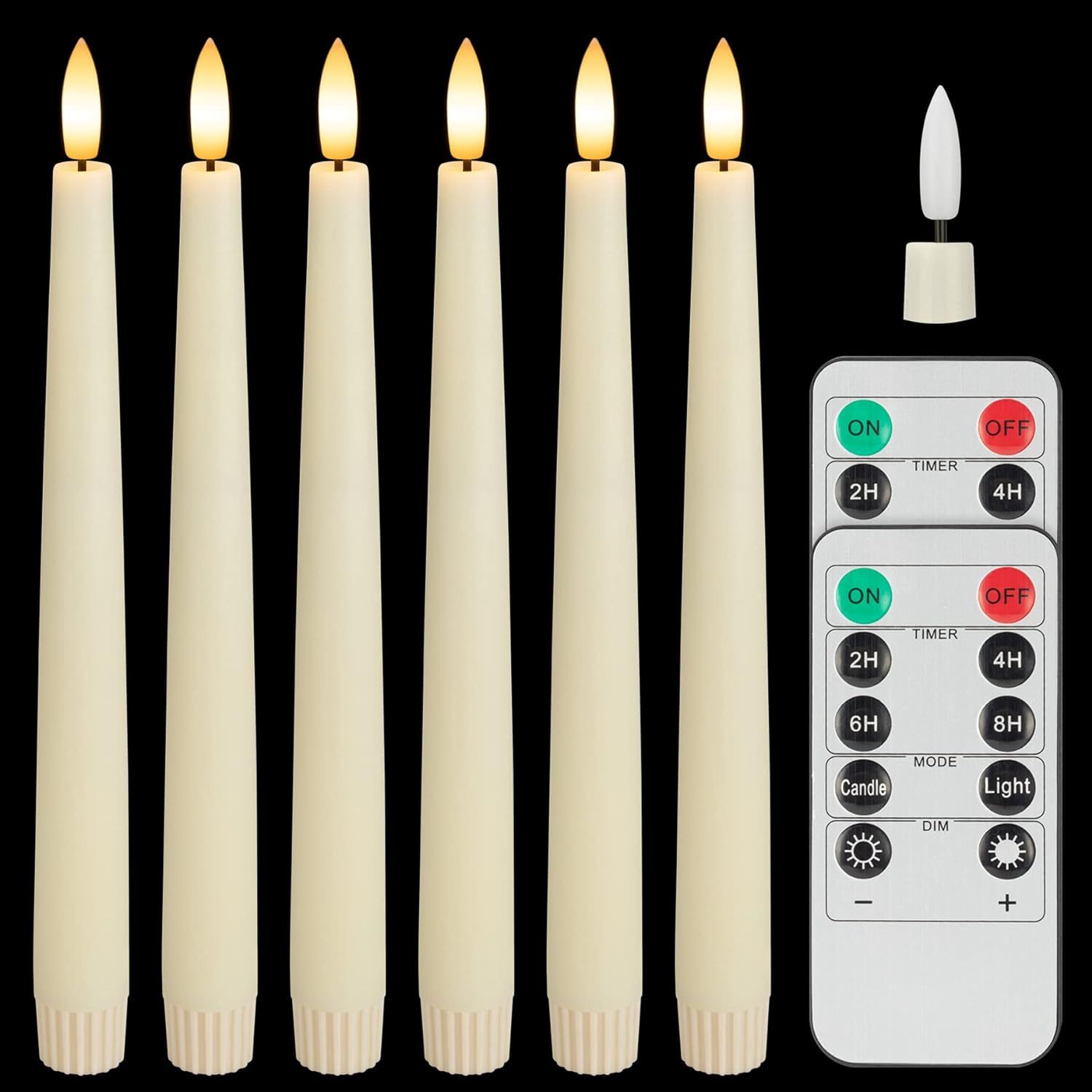 SEHNSY Real Wax Flameless Taper Candles with 2 Remote Timers,Battery Operated LED Candles Set wit... | Amazon (US)