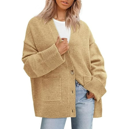 PRETTYGARDEN Women's Oversized Cardigan Sweaters Trendy Chunky Knit Long Sleeve V Neck Button Down Fall Winter Outfits | Walmart (US)
