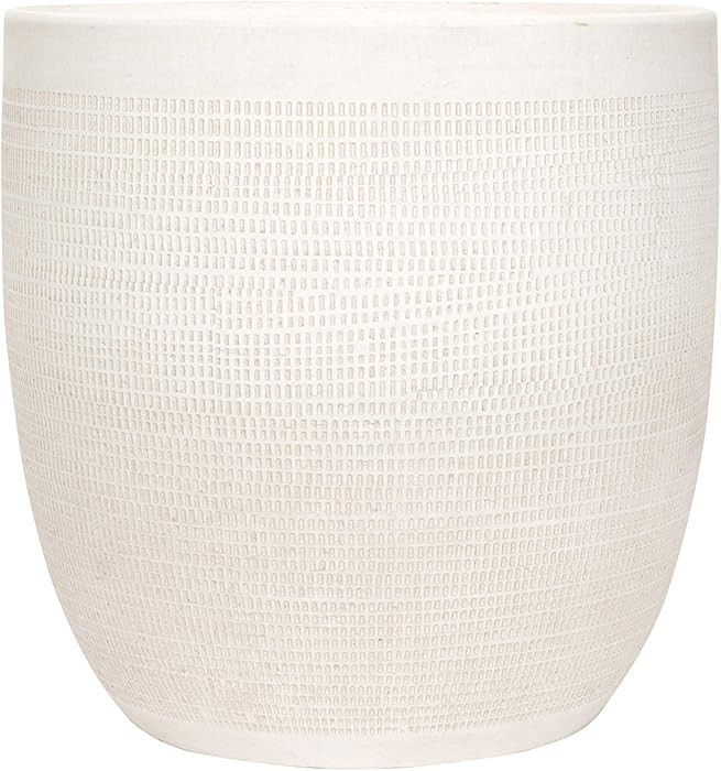 Creative Co-Op Large Matte White Embossed Stoneware Planter | Amazon (US)